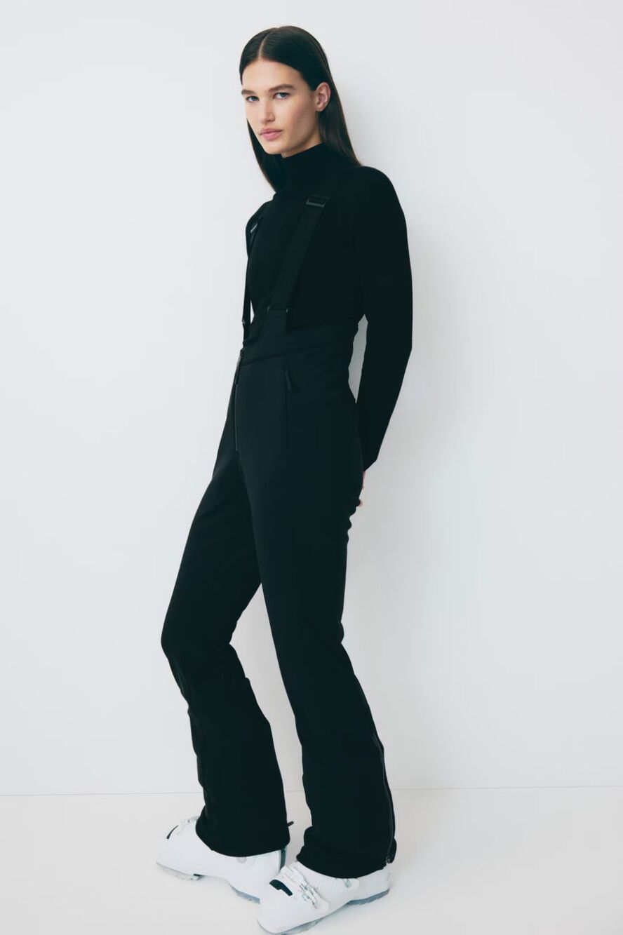 H&M Move Water-Repellent Ski Pants Bib Suspenders Black Women's Small